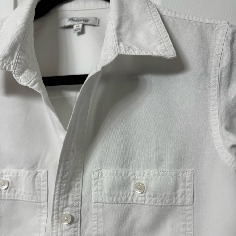 Madewell shirt XXS white button front collar pocket each breast long sleeve NWOT - Picture 5 of 13